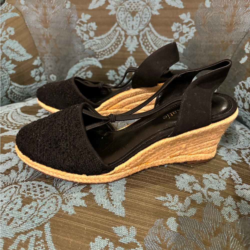 Black Crochet Espadrilles